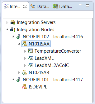 Integration Explorer view showing started integration server and its resources