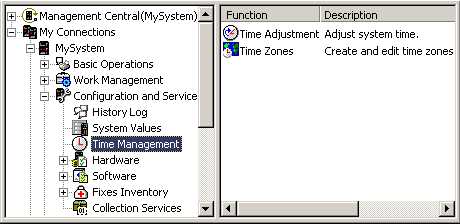In iSeries Navigator, the time management component is located under Configuration and Service.