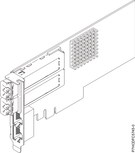 PCIe2 LP 2x10GbE SFP+ 銅線 2x1GbE UTP アダプターを示す図