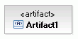 名前 Artifact1、二重不等号括弧に囲まれた語 artifact、および対応するアイコンが、長方形に表示されます。