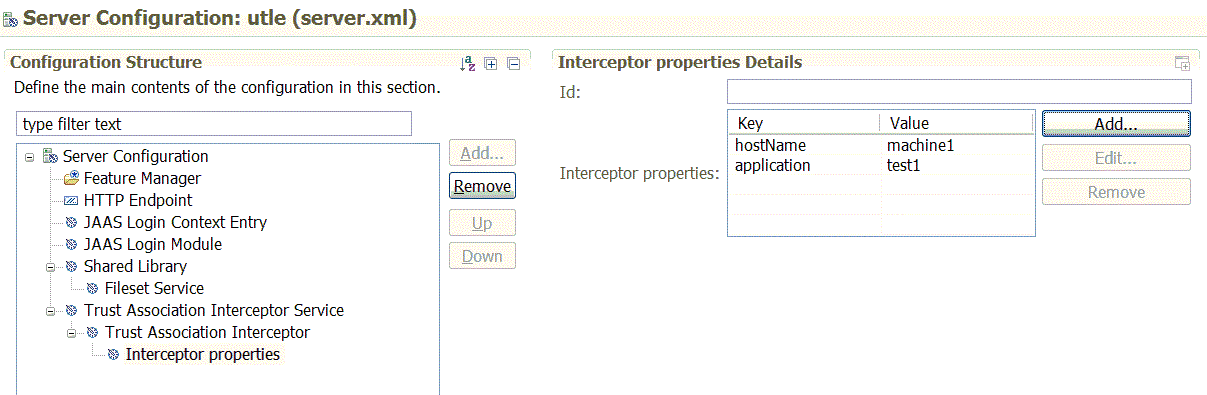 This is a screen capture of configuring interceptor properties.