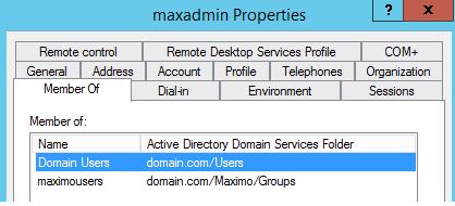 Domain Users and maximousers groups