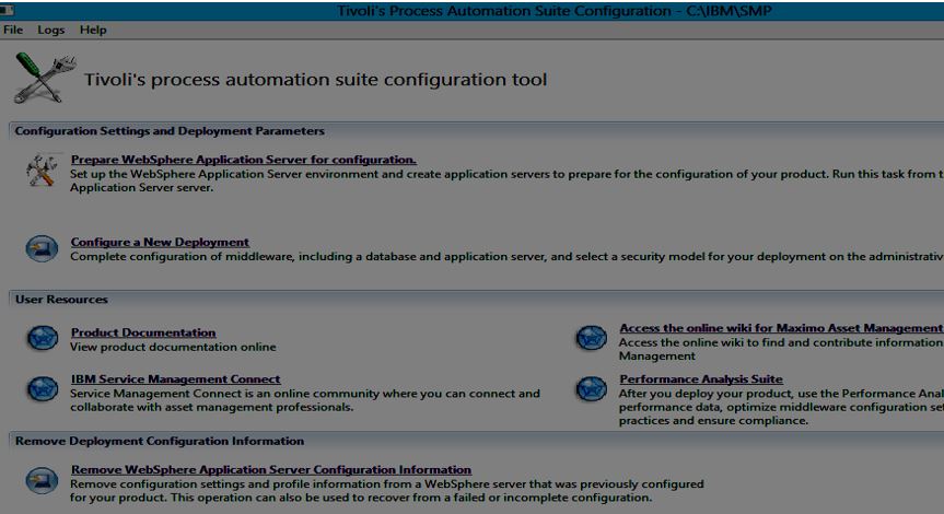 Tivoli's process automation suite configuration tool&nbsp;