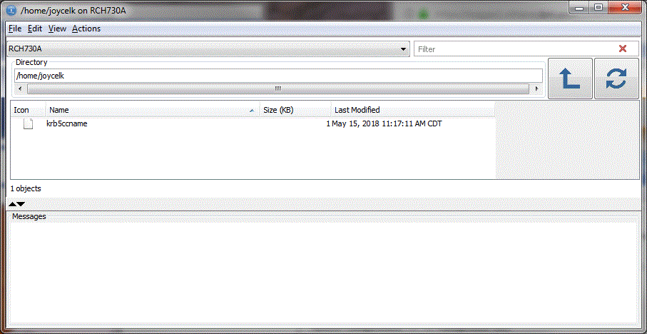 ACS Integrated file system window, showing path /home/joycelk.