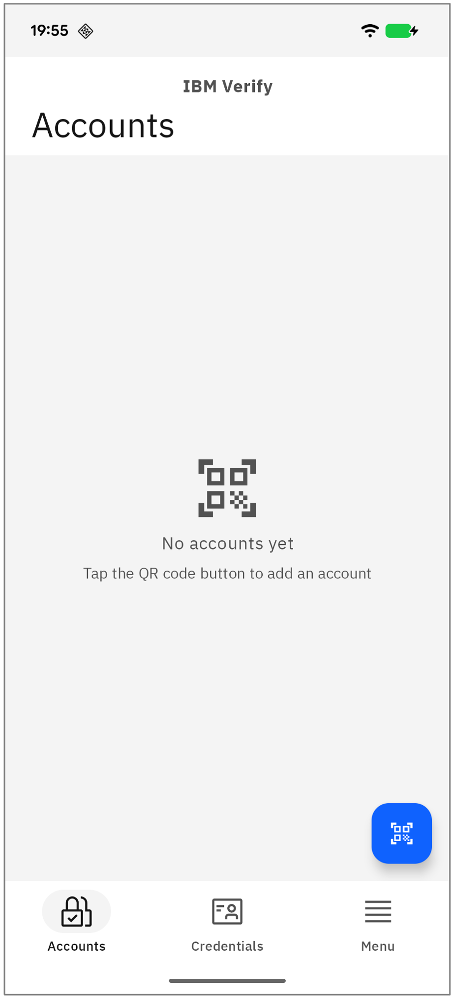 IBM Verify home screen showing the Add an account option