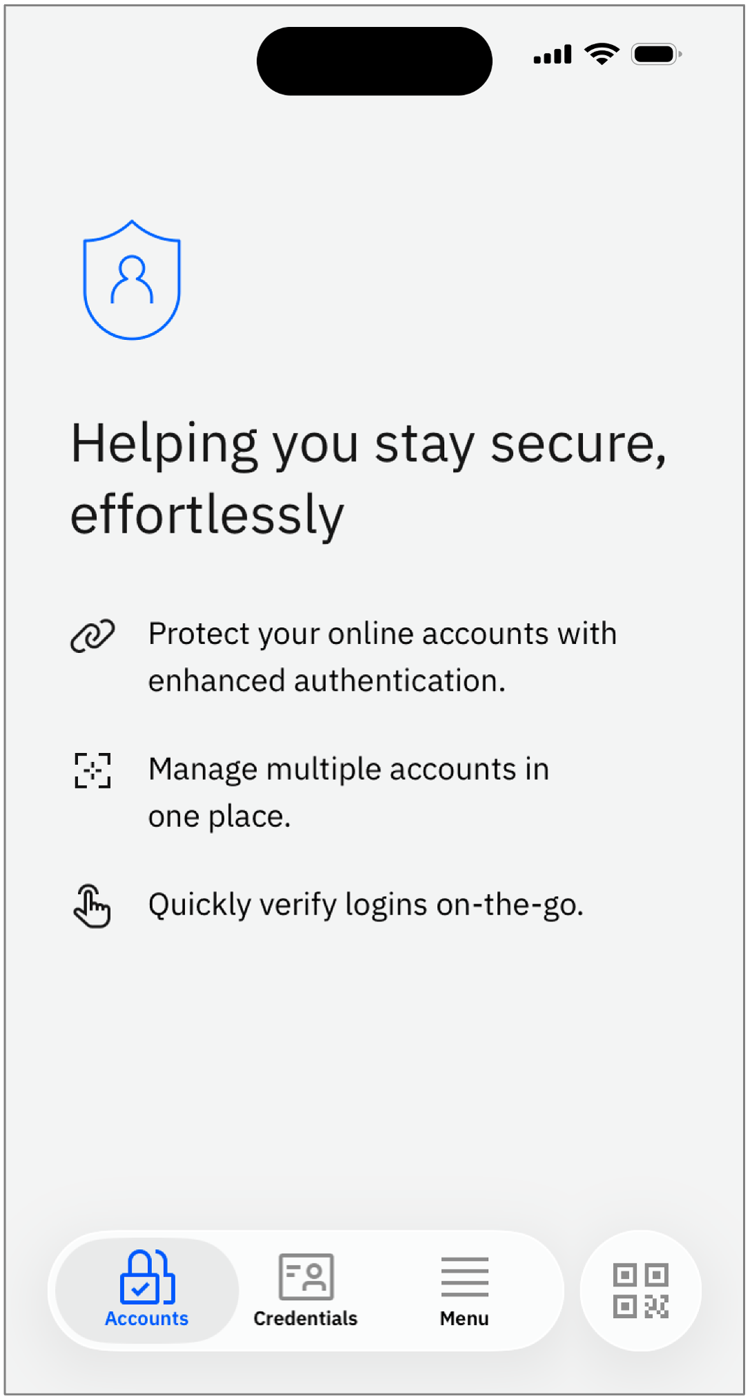 IBM Verify home screen showing the Add an account option