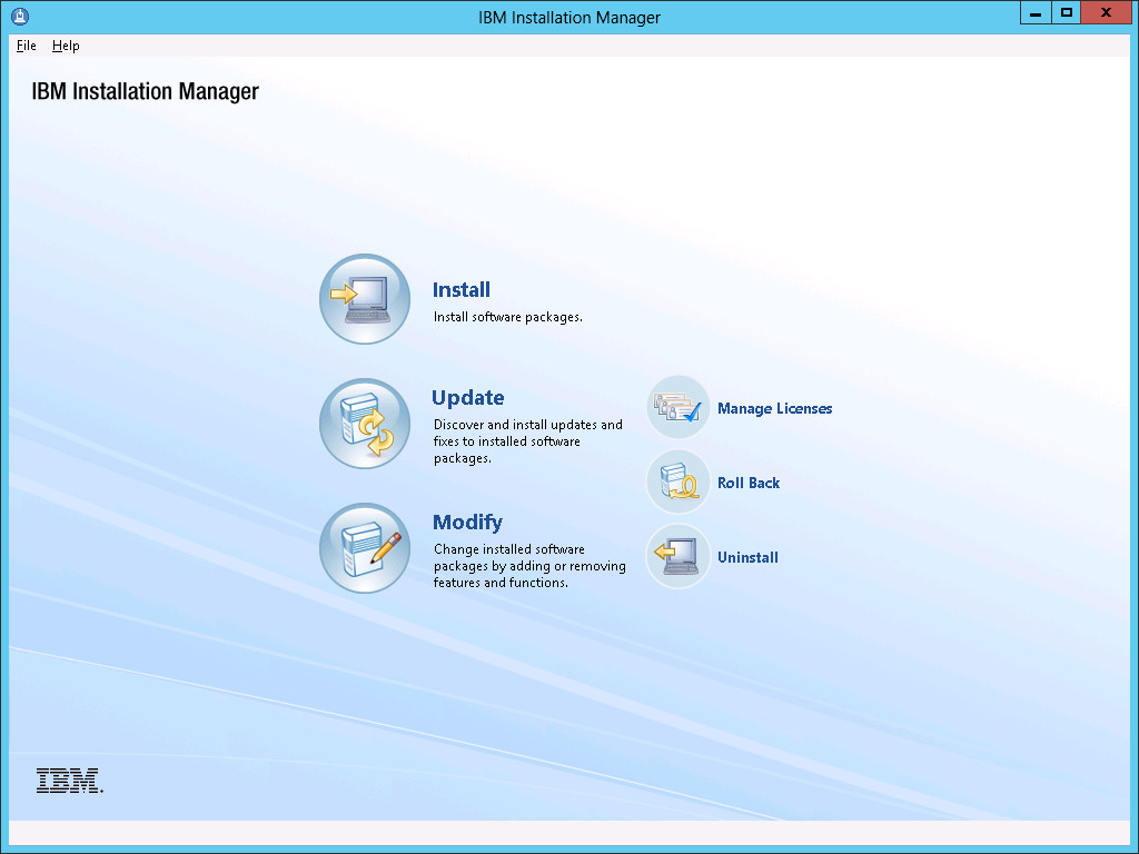 Installation Manager main window