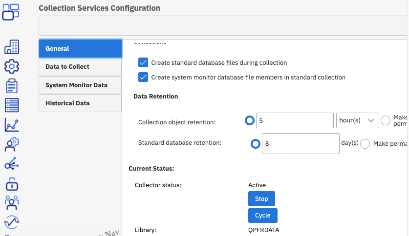 Collection Services Configuration > General tab > look at Collector Status to verify "Active"