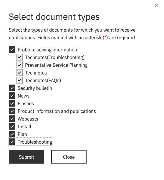 notification options