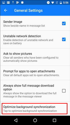 battery optimization setting
