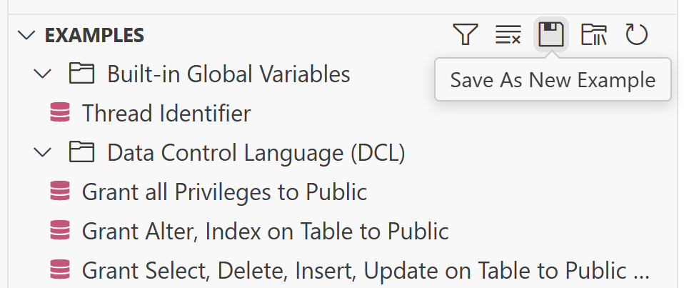 Save custom SQL examples