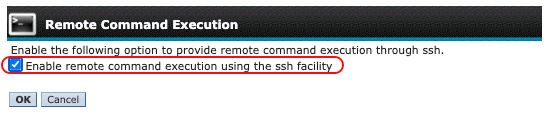 enable remote command execution - check box
