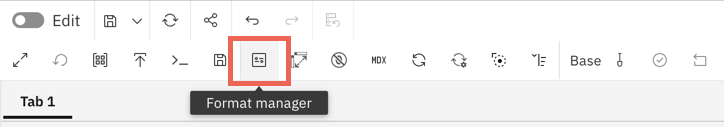 Format manager icon on the toolbar