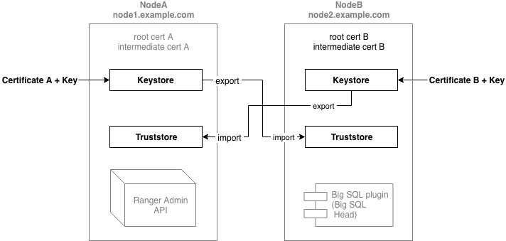 Set up keystore and truststore on each node
