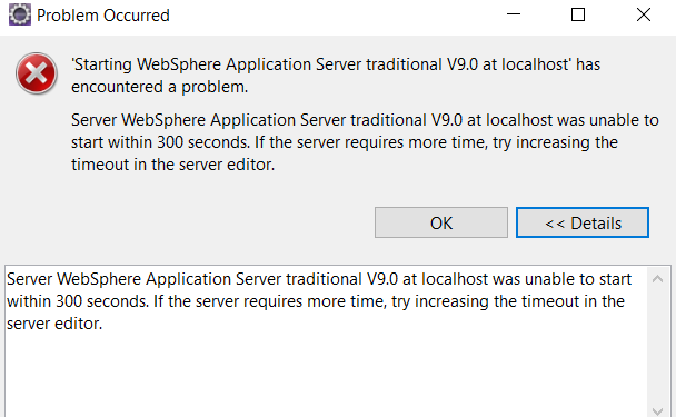 Server start fails