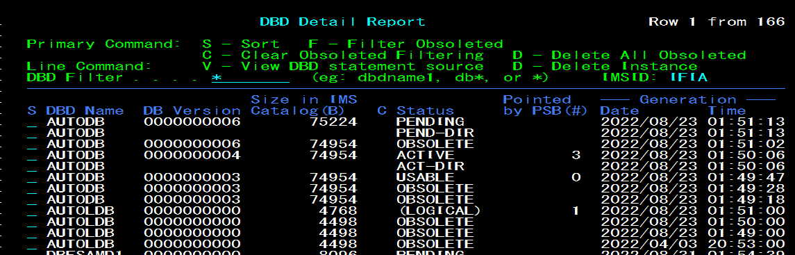 DBD detail report