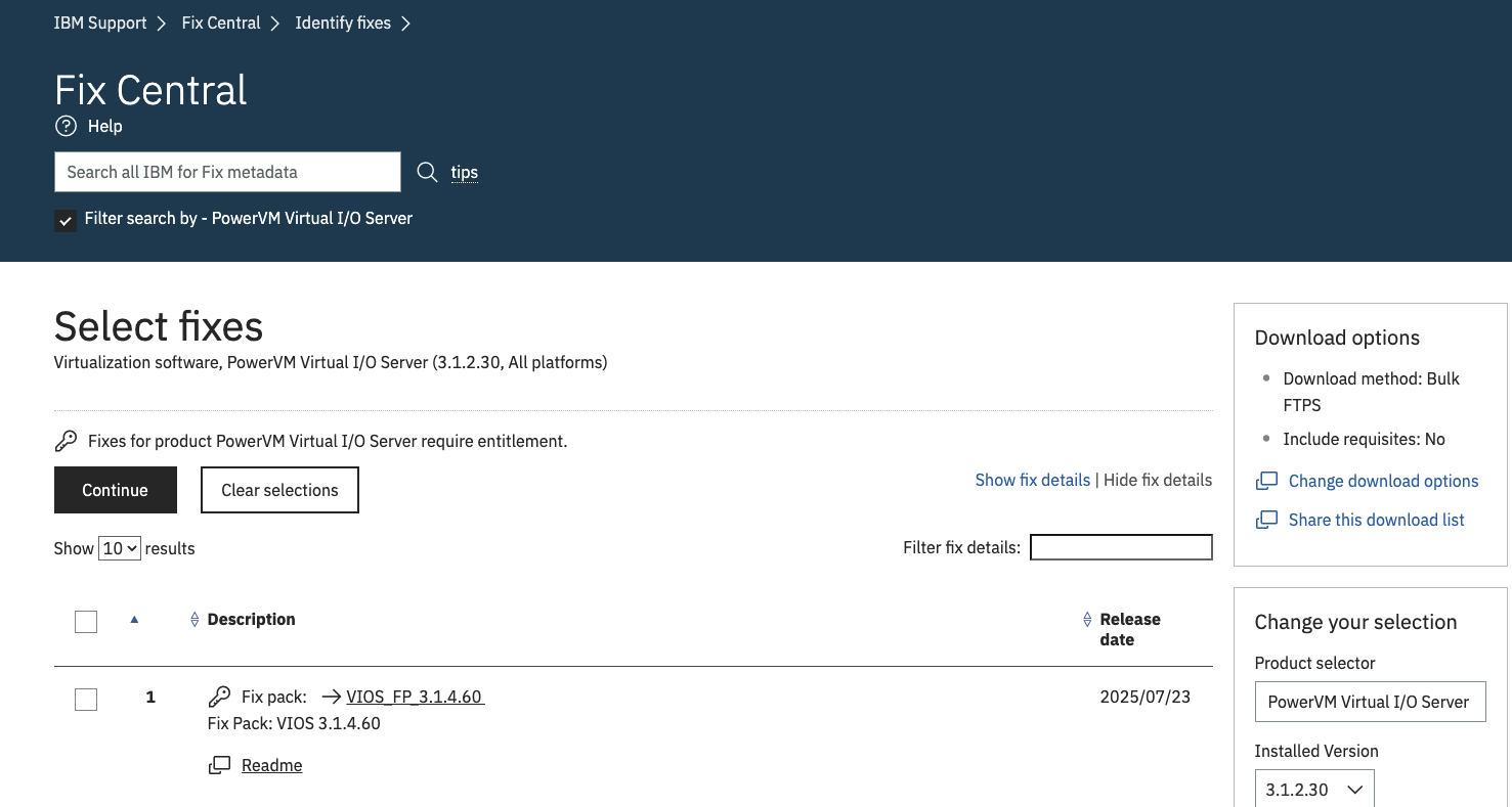 Update current VIOS Version from 3.x to 3.1.4.60 for non-SSP environment