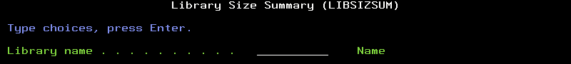 Prompted LIBSIZSUM command with Library name parameter