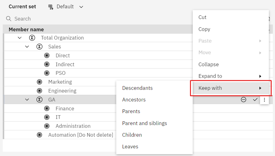 'Keep with' option on the set editor