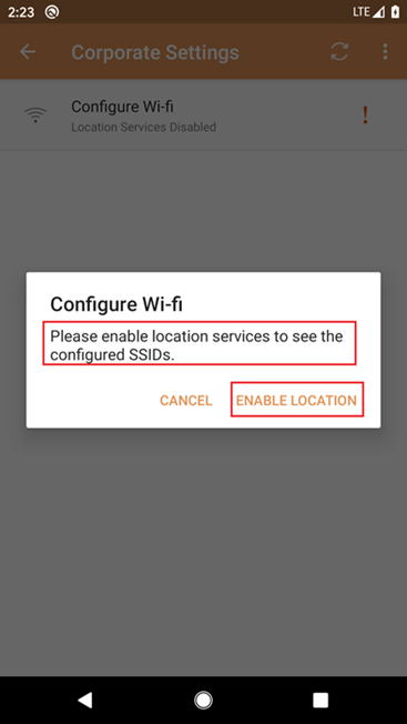 Enable location prompt