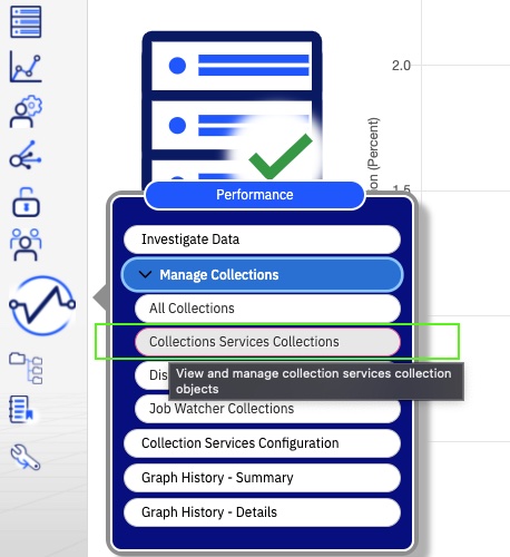 Manage Collections menu selection for Collection Services Collections