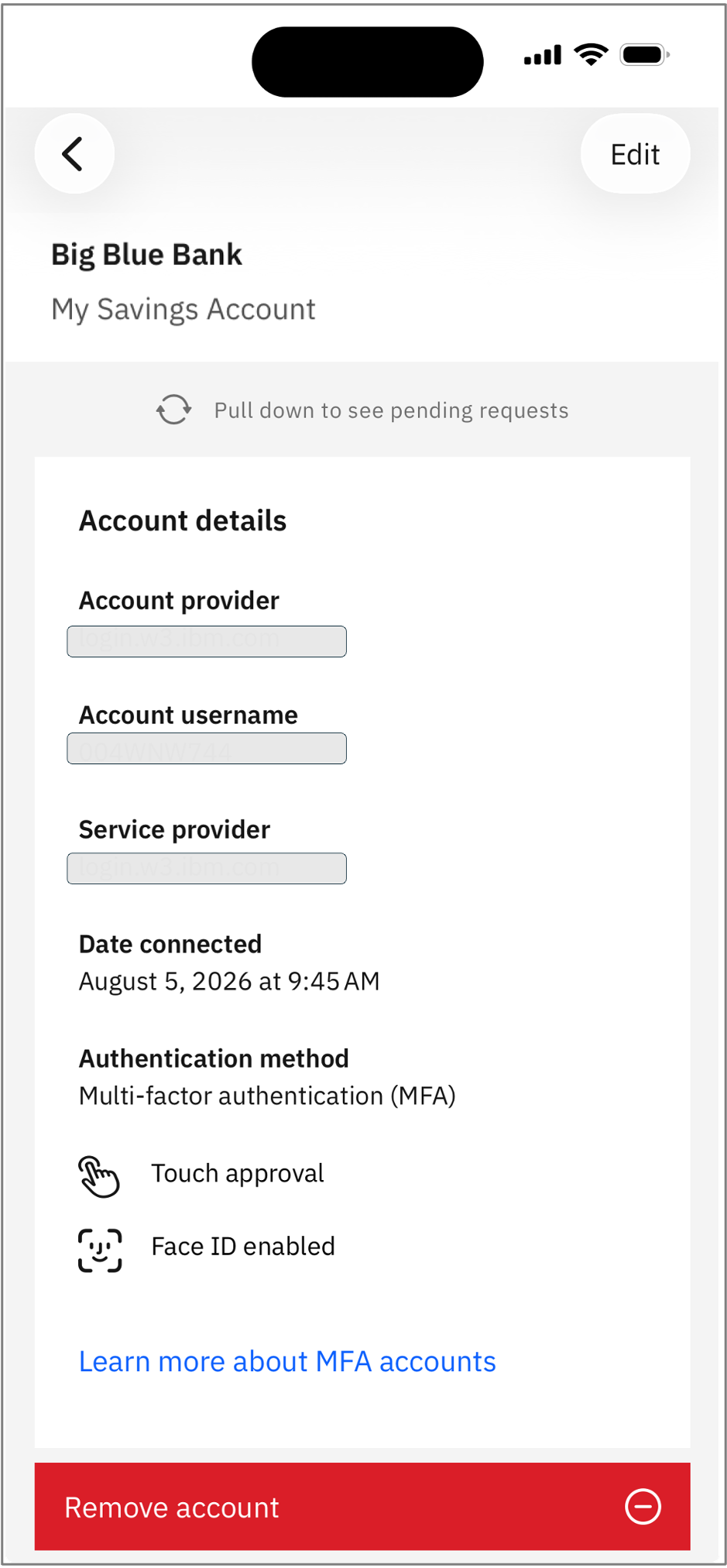 Remove account on iOS