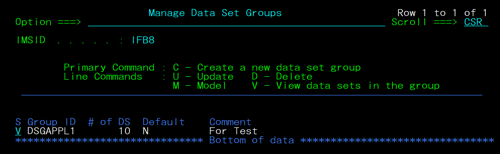 Task 1-2-6. Manage Data Set Groups panel
