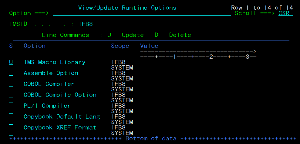 Task 4-4. View/Update runtime Options panel