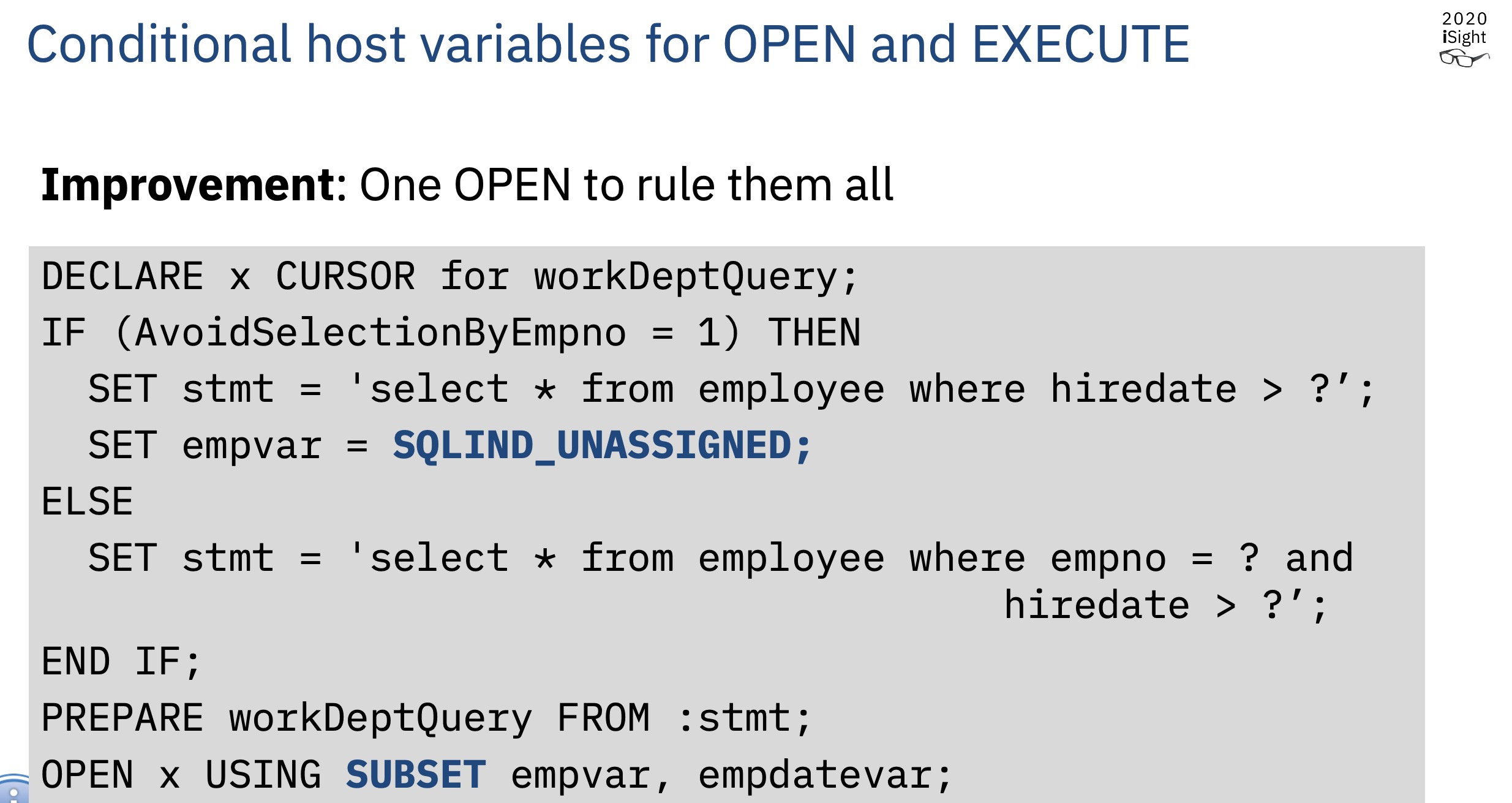 using subset on open or execute