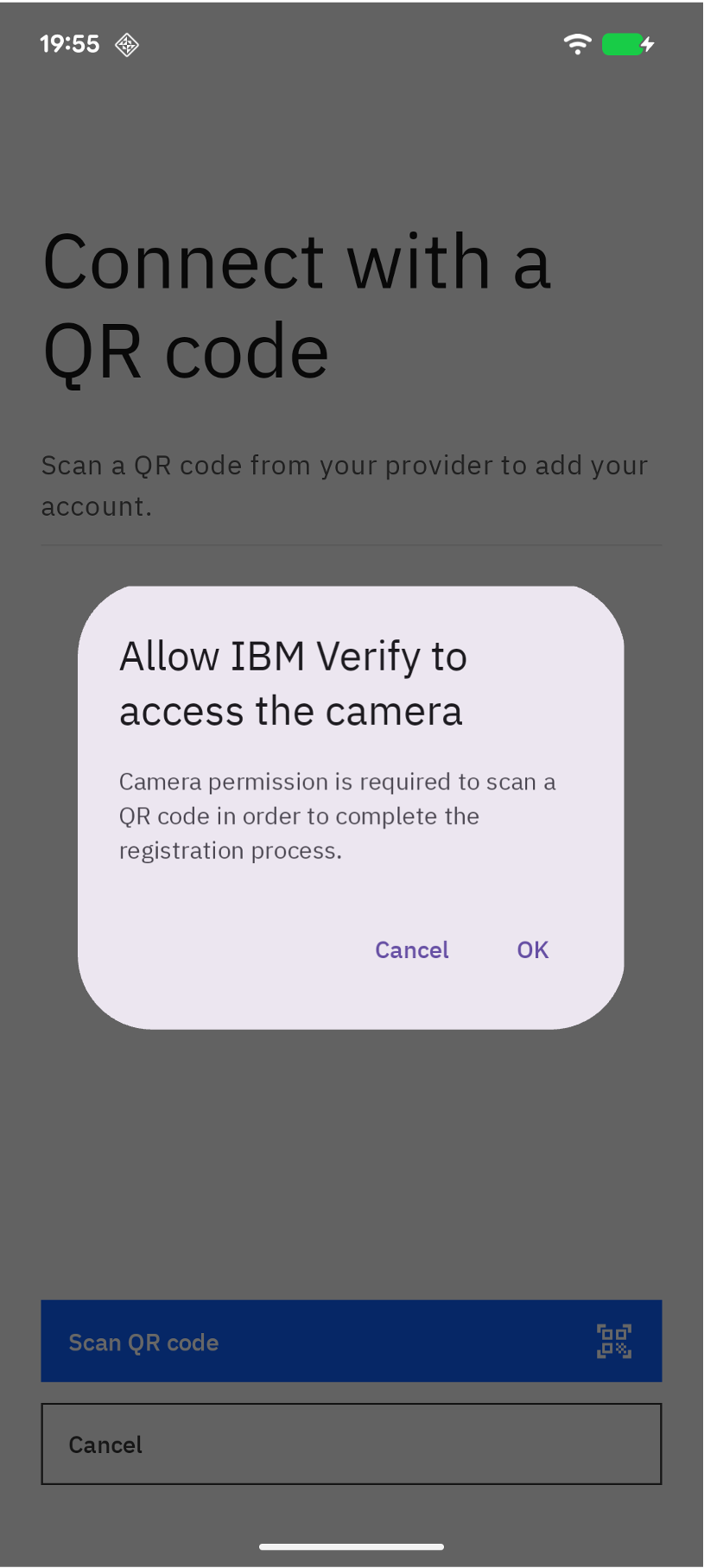 Camera permission prompt on Android