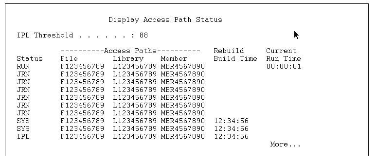 Display Access Path Status Screen