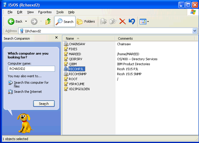 The printer RICOHPJL is highlighted for RCHASXD2.