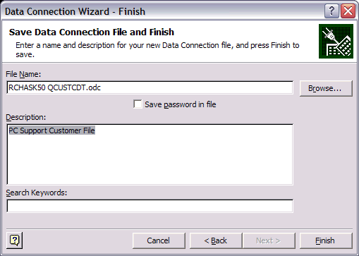 Save the data connection file.
