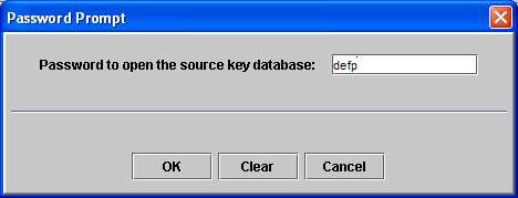 Password prompt dialog box for the public keyring file.