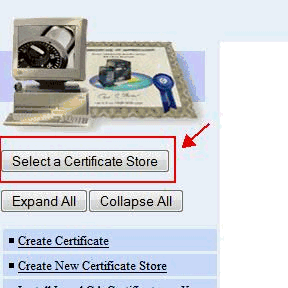 Picture of DCM 'Select a Certificate Store' button