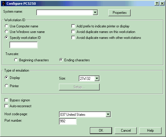 The iSeries Access for Windows PC5250 Properties window shows port 992.