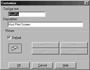 This print screen shows an example of the Customize dialog box.