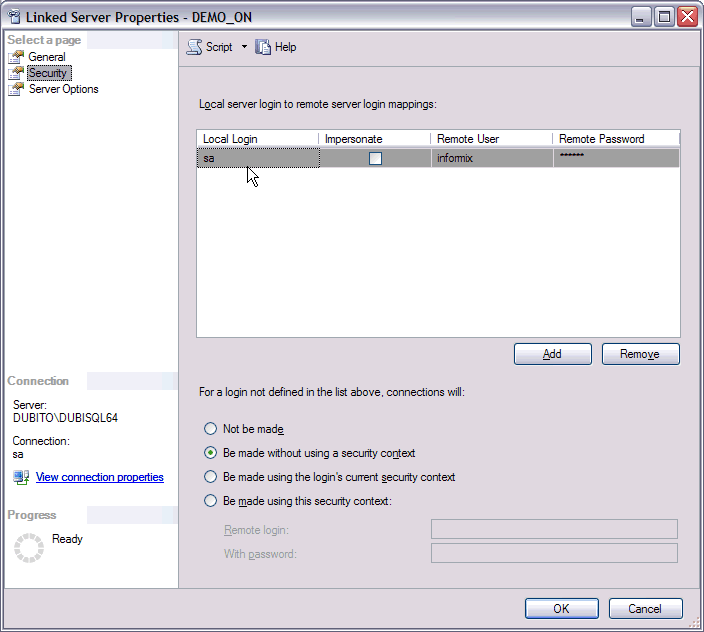 informix odbc parameterized query syntax