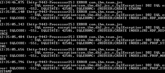IBM Rational Requirement Composer Server Error: -SQL error, expection: com.ibm.db2.jcc.c.SqlException -551/-552. SQL STATE: Ibm Rational Requirement Composer Server Error: -Sql Error, Expection: Com.Ibm.Db2.Jcc.C.Sqlexception -551/-552. Sql State: