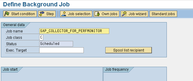 Scheduling the SAP_COLLECTOR_FOR_PERFMONITOR job