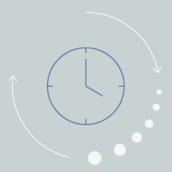 Animation showing 4 o’clock on an analog clock icon
